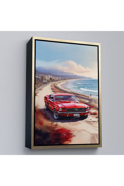 Oxyteez Pictură Red Mustang pe Coast KeTTÇ.KNV cu cadru din lemn-7770