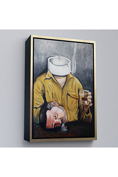 Limitless Man Smoking at a Wooden Framed Bar Table Painting-7902