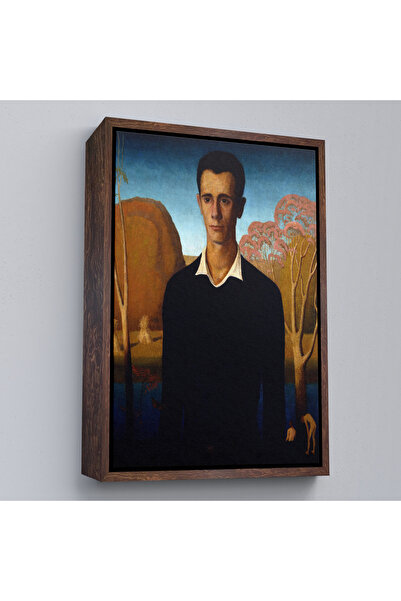 Oxyteez Pictură Grant Wood într-un cadru din lemn - Arnold Pyle în fața râulu...