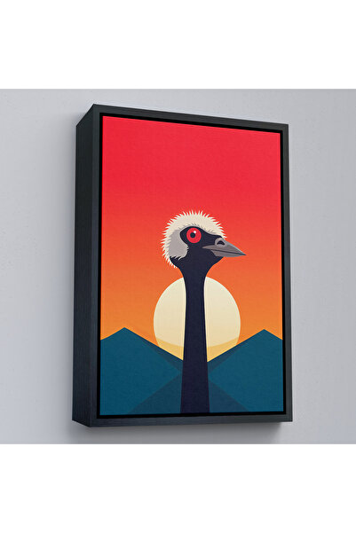 Oxyteez Pictură minimală de struț cu cadru din lemn-7652