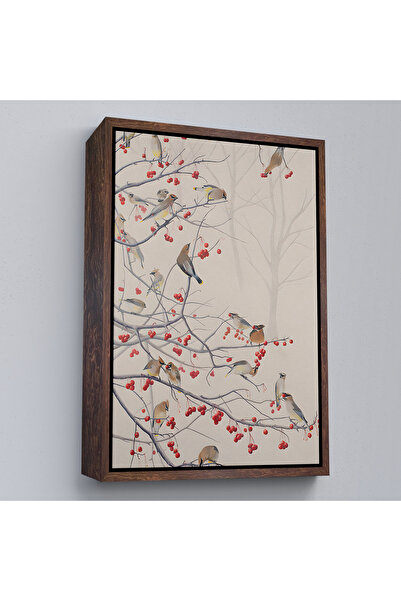 Oxyteez Tablou de păsări în copacul de măceș cu rame din lemn-8042