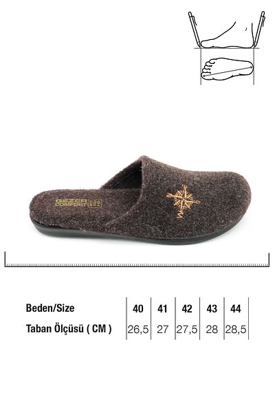 GEZER Kışlık Erkek Keçe Çıkarılabilir Taban Ev Bahçe Terlik