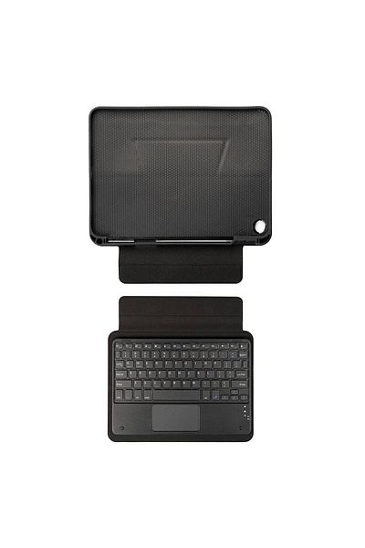 zore Galaxy Tab A9 Plus Zore Border - لوحة مفاتيح سوداء، لوحة مفاتيح مع اتصال بلوتوث وحامل