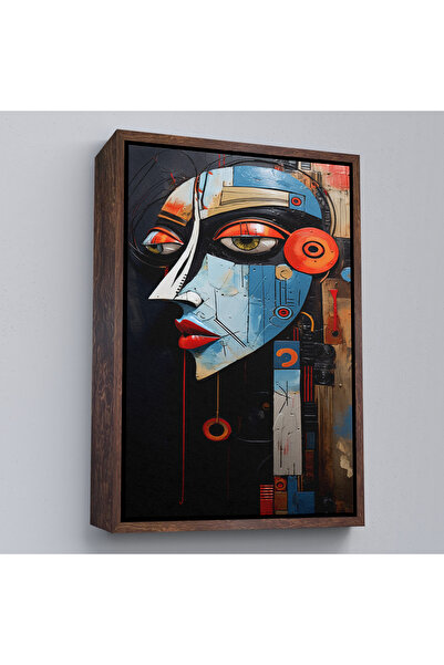 N NOXXO Pictură de femeie abstractă rustică cu cadru din lemn-7676