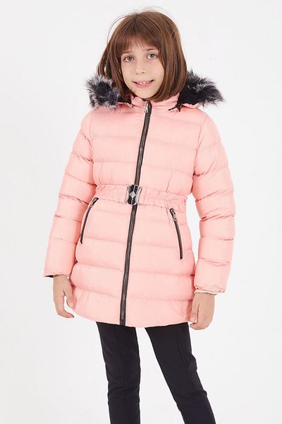 Cansın Mini Girl's Belted Puffer Jacket Light Pink 16409