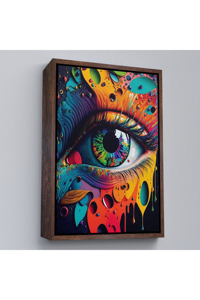 Oxyteez Tablou colorat cu ochi abstract cu rame din lemn-7691