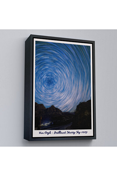 Oxyteez Vincent Van Gogh cu cadru din lemn - Pictură cu cer înstelat străluci...