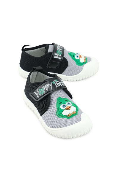 GEZER Yazlık Erkek Çocuk Keten Happy Bird Cırt Cırtlı Ayarlanabilir Ayakkabı