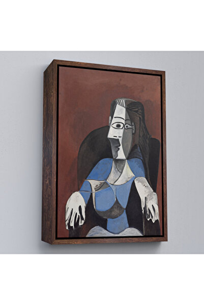 Home Pablo Picasso with Wooden Frame - Abstract Woman Sitting on a Sofa Painting-7296