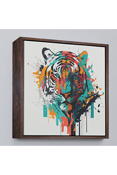 Oxyteez Pictură colorată de tigru cu cadru din lemn-8330