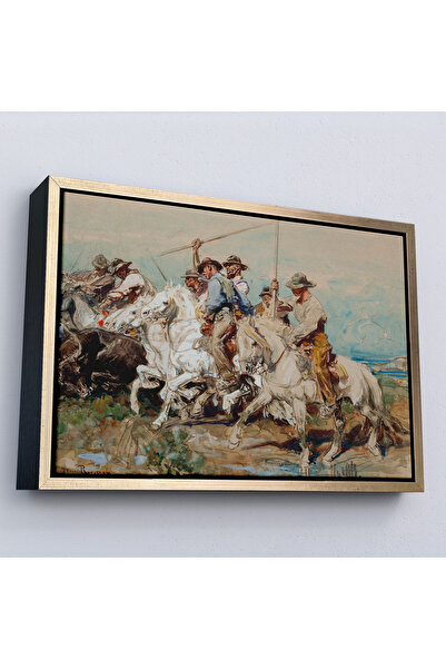 TAKI DERYASI Henri Émilien Rousseau cu cadru din lemn - Pictură Prepararea pentru război-7110