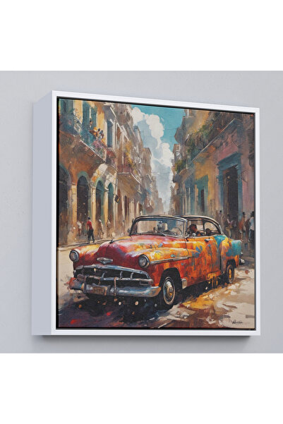Oxyteez Pictură clasică de mașină veche cu cadru din lemn-8331
