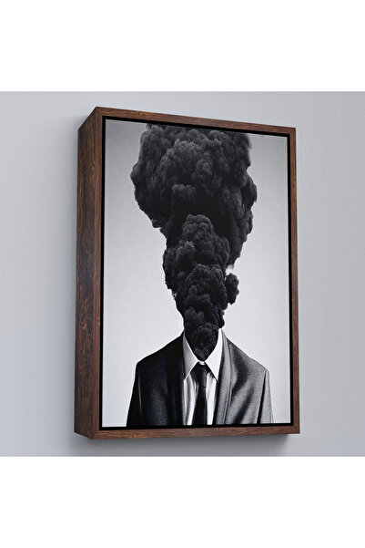 Oxyteez Pictură de oameni cu fum negru din cap cu cadru din lemn-7926