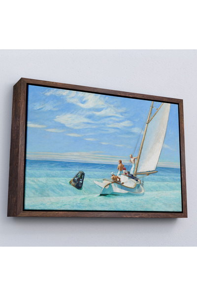 Oxyteez Edward Hopper cu ramă din lemn - Pictura Ground Swell cu velierul-7077
