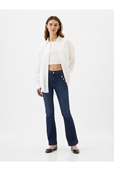 GAP Kadın Lacivert Mid Rise Bootcut Jean Pantolon