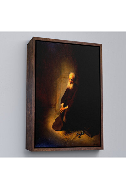 Oxyteez Rembrandt Van Rijn cu cadru din lemn - Pictură în genunchi de Sfântul...