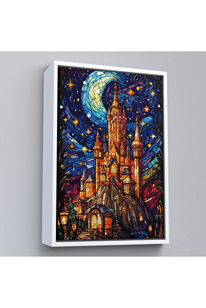 Oxyteez Ramă din lemn Modern Fairy Tale Broderie Vitraliu Castel Tablo-7983