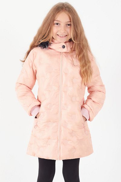 Cansın Mini Girl's Coat Circle Patterned Hooded Puffer Coat 14575