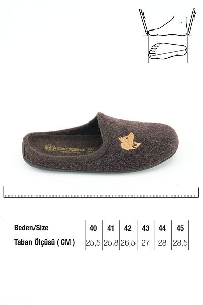 GEZER Kışlık Erkek Keçe Çıkarılabilir Taban Ev Terlik
