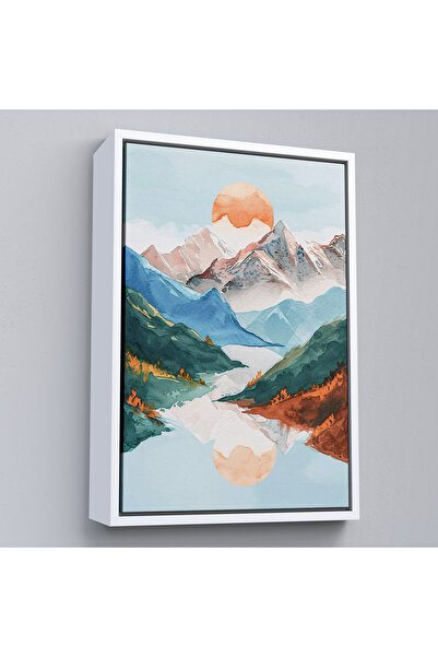 Oxyteez Peisaj solar între munții cu cadru din lemn Tablo-7617