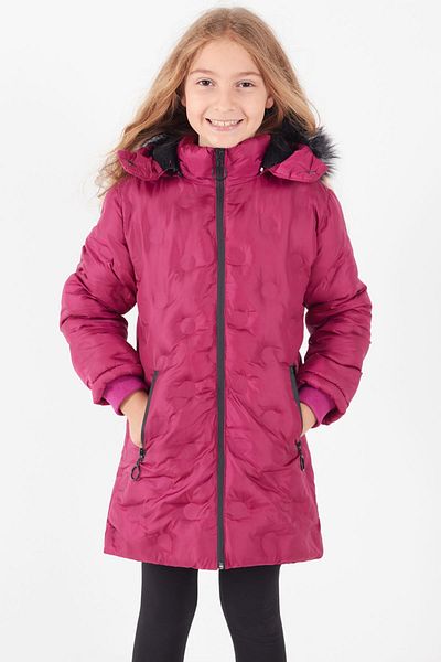 Cansın Mini Girl's Coat Circle Patterned Hooded Puffer Coat 14575