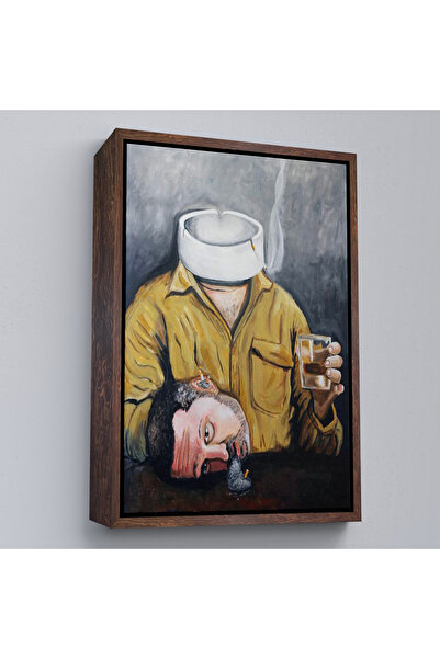 Limitless Man Smoking at a Wooden Framed Bar Table Painting-7902