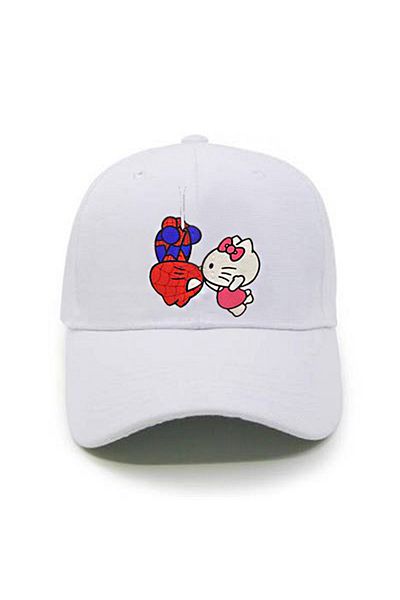 Köstebek White Hello Kitty And Spider-Man Kissing Hat
