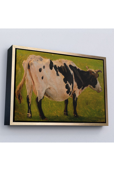 Oxyteez Carlo Dalgas cu cadru din lemn - Pictură de vacă Holstein alb-negru-7058