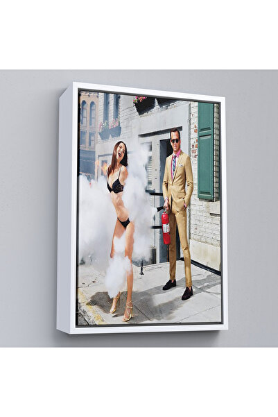 Limitless Man Dealing with a Tube with a Wooden Frame Woman Painting-7755