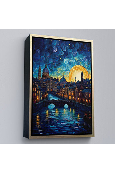 Oxyteez Ζωγραφική Βενετίας σε στυλ Βίνσεντ Βαν Γκογκ με ξύλινο πλαίσιο-7795