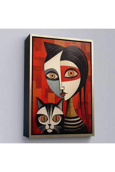 Home Stil Pablo Picasso cu cadru din lemn - Femeie colorată abstractă și Keditablo-7376