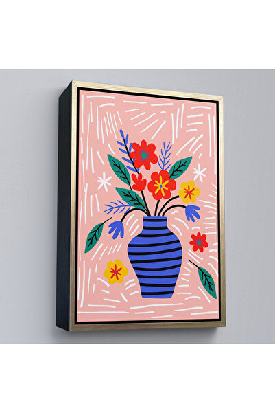 Oxyteez Tablou buchet colorat într-o vază albastră florală minimalistă cu cad...