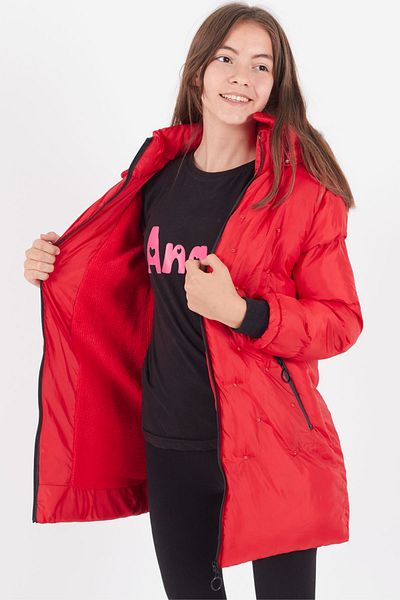 Cansın Mini Girl's Coat Polka Dot Hooded Puffer Coat 14532