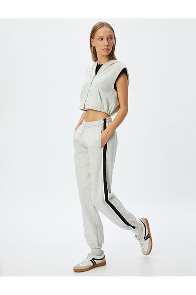 Koton Oversize Jogger Sweatpants - Lace Up Waist and Pockets Raster
