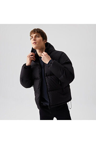 Lacoste Erkek Kapüşonlu Kapitone Siyah Mont