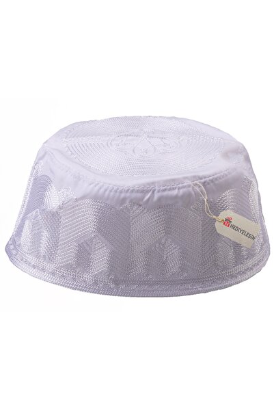 Hediyeleşin Prayer Skull Topbaş Memory Embroidered Skullcap - White