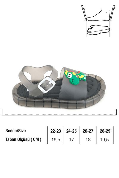 GEZER Yazlık Erkek Çocuk Suni Deri Işıklı Rahat Taban Ayarlanabilir Dino Sandalet