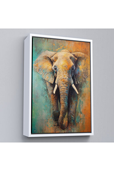 Oxyteez Pictură elefant care merge cu cadru din lemn-7505