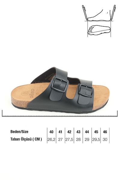 GEZER Ανδρικές παντόφλες Gemo Faux Leather - Καλοκαιρινή, Άνετη Σόλα, Δύο Πόρπες Ρυθμιζόμενες
