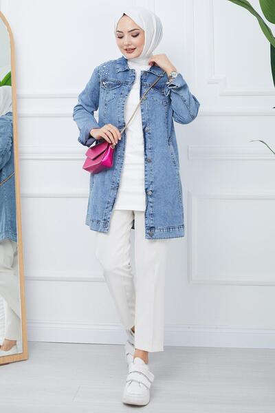 hafsamina Περλέ Τζιν Μπουφάν Μπλε HM2346