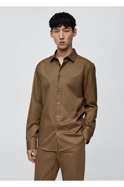 MANGO Man Regular Cut 100% Cotton Twill Shirt