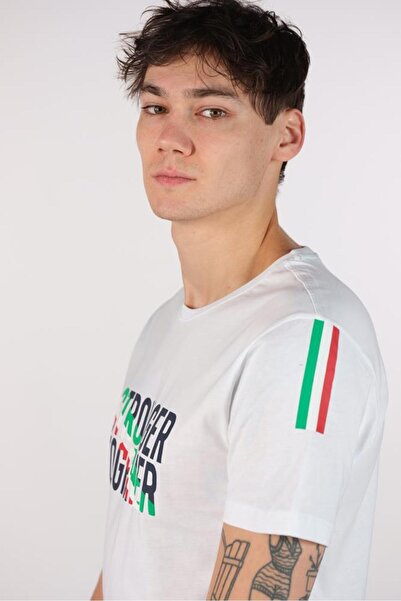 Arma Чоловічий білий футболка великого розміру з коміром-стійкою Y22374868401