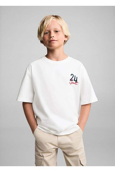 MANGO Kids Μπλουζάκι από βαμβάκι με λεπτομέρεια επεξεργασίας