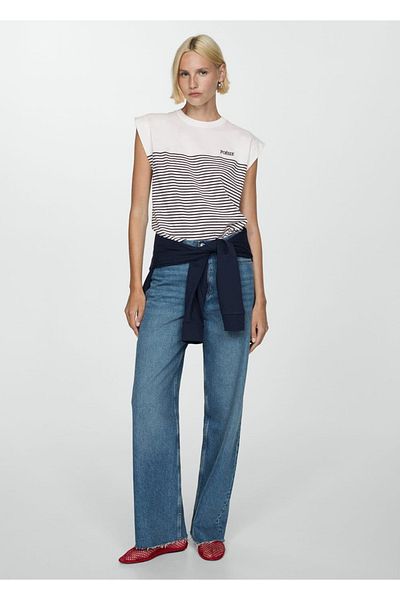 MANGO Woman Tricou cu dungi din bumbac
