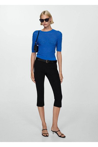 MANGO Woman Pulover texturat cu maneca scurta