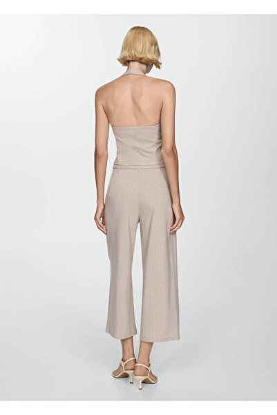 MANGO Woman Düz kesimli tebeşir çizgili pantolon