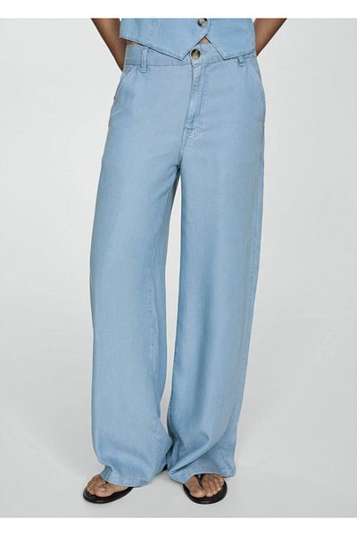 MANGO Woman pantaloni lyocell Wideleg