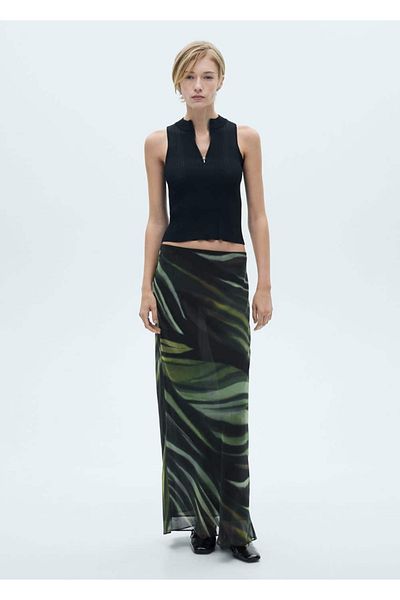 MANGO Woman Patterned Long Skirt