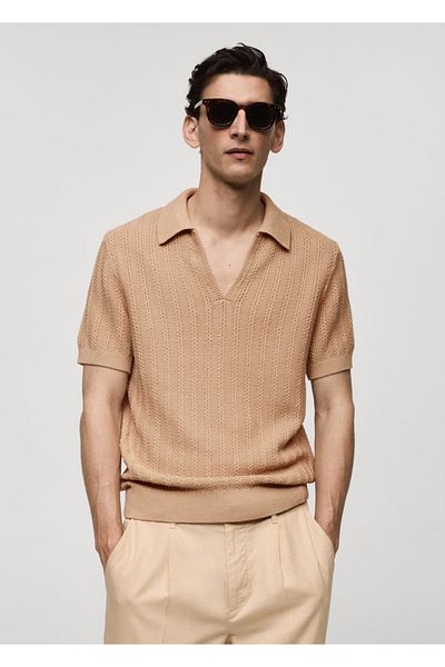 MANGO Man Tricot din bumbac tricotat cu imprimeu
