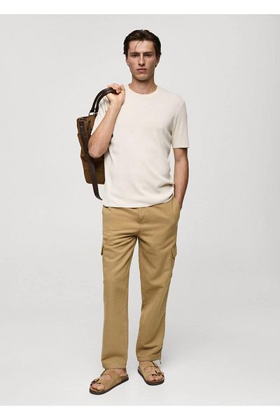 MANGO Man Cotton Linen Cargo Pants